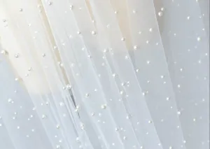 Very Soft Tulle with Pearls | Tulle with Beads | 52" Wide | Bridal Veil Tulle, Wedding Dress |