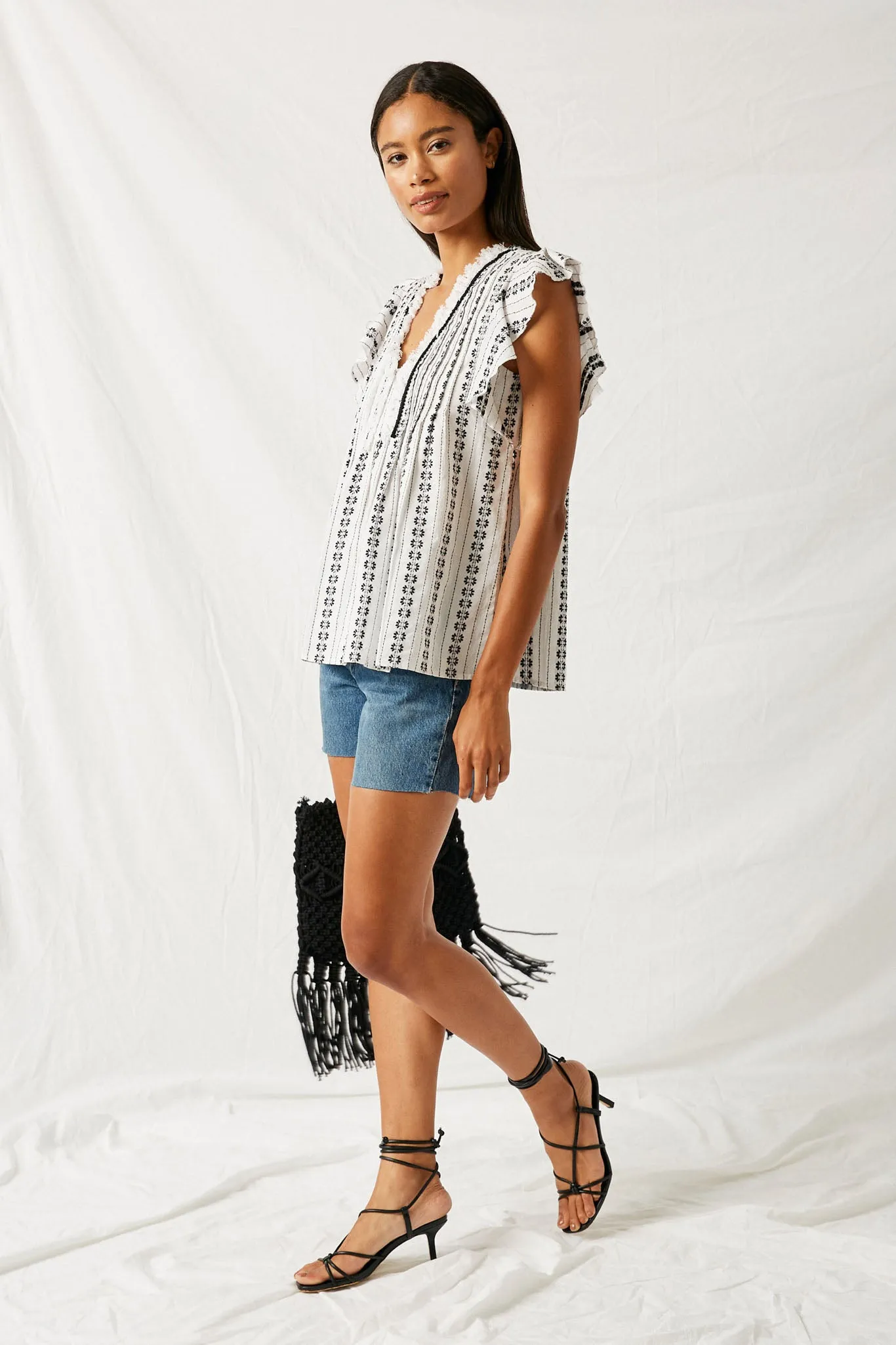 Woven Flutter Sleeve Top